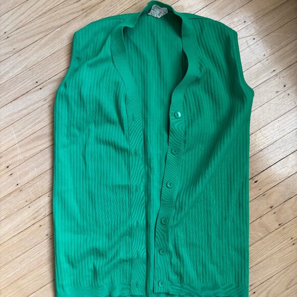 Vintage Ribbed Green Vest - Picture 1 of 6